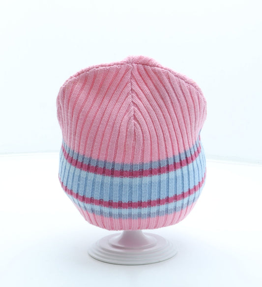 Preworn Girls Multicoloured Striped Acrylic Beanie One Size - Age 11-13 years