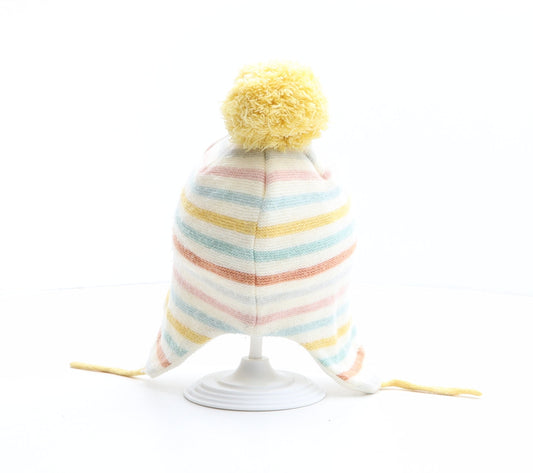Primark Girls Multicoloured Striped Polyester Bonnet One Size