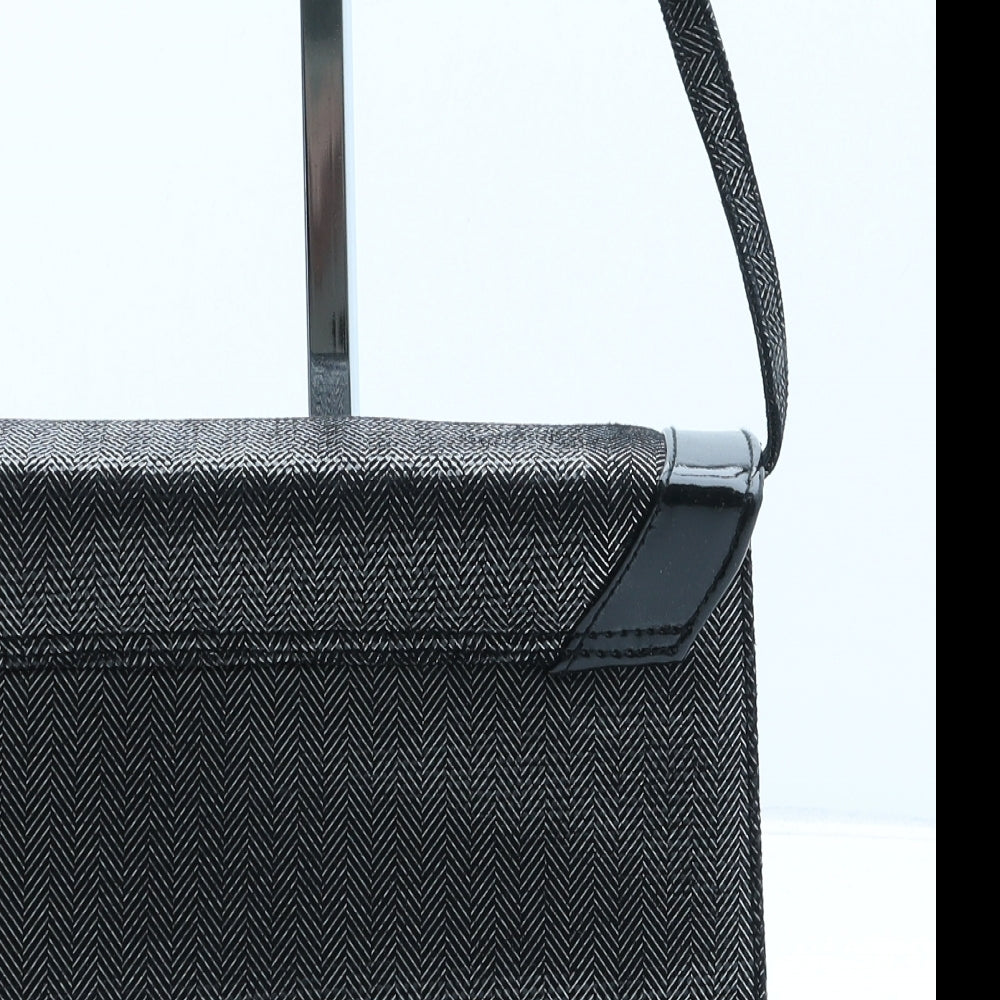 Preworn Womens Black Herringbone Polyester Crossbody Size Small