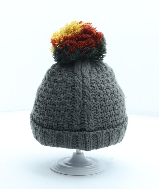 George Boys Grey Acrylic Bobble Hat Size S - Size 1-3 Years