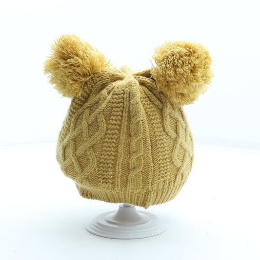 George Womens Yellow Acrylic Bobble Hat One Size - Size 3-6 Years