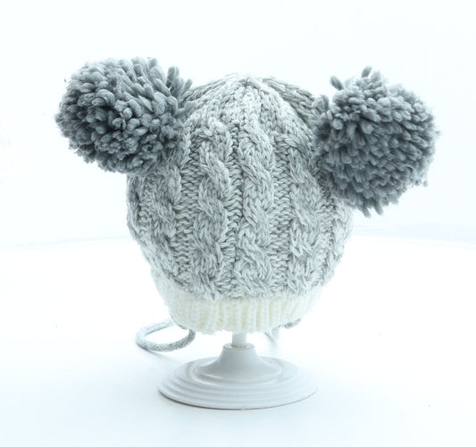 Preworn Girls Grey Acrylic Bobble Hat One Size
