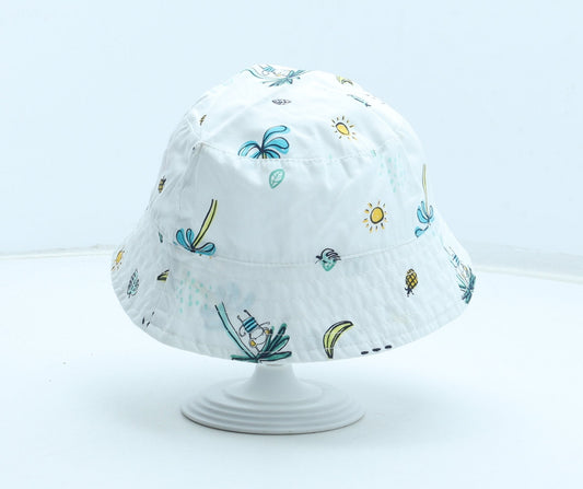 F&F Boys White Geometric 100% Cotton Bucket Hat Size S - Tropical Size 12-24 Months
