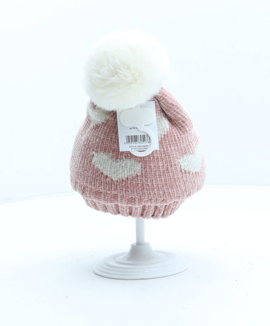 George Girls Pink Acrylic Bobble Hat One Size - UK Size 3-6 Months
