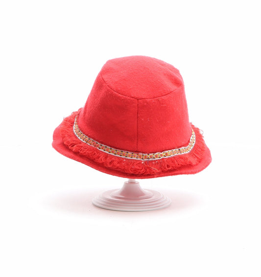 Preworn Girls Red Polyester Bucket Hat One Size - Face Detail