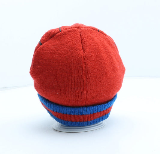 George Boys Red Geometric Acrylic Beanie One Size - Spiderman UK Size 8-12 Years