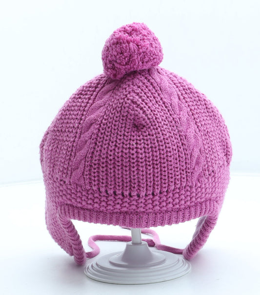 JoJo Maman Bébé Girls Pink Acrylic Winter Hat Size S