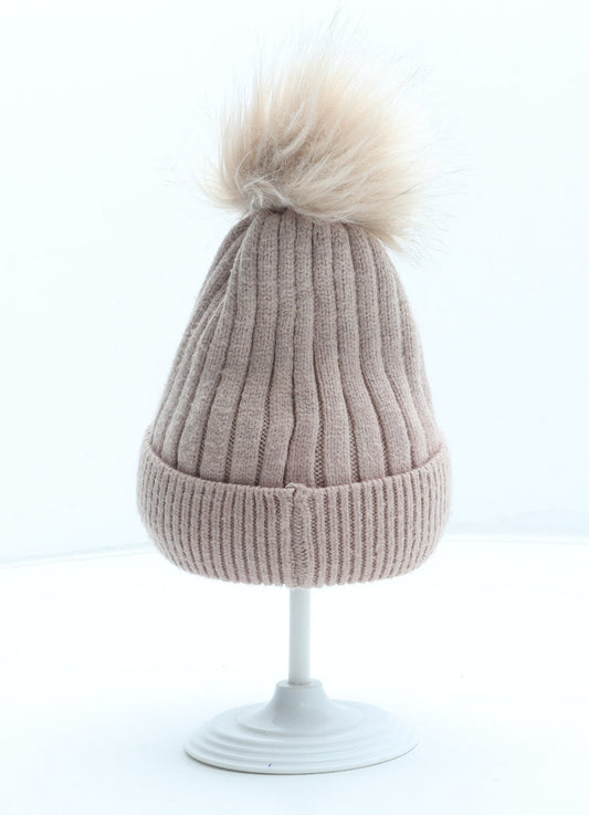 Primark Girls Pink Acrylic Bobble Hat Size S