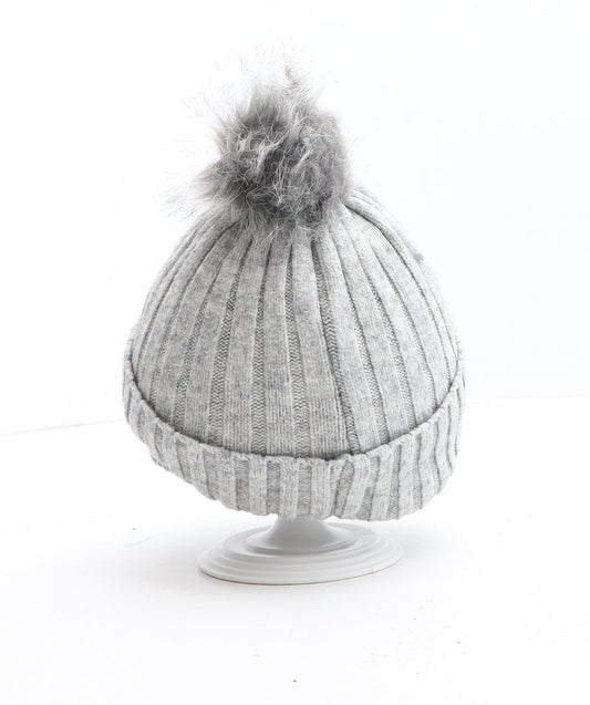 Primark Girls Grey Acrylic Bobble Hat One Size