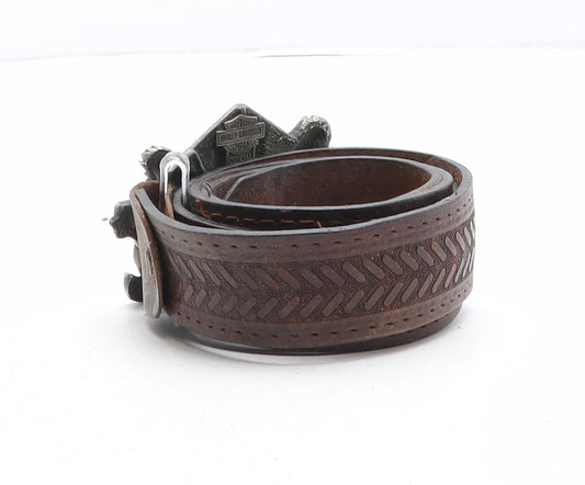Harley-Davidson Mens Brown Solid Leather Dress Belt Belt Size 38