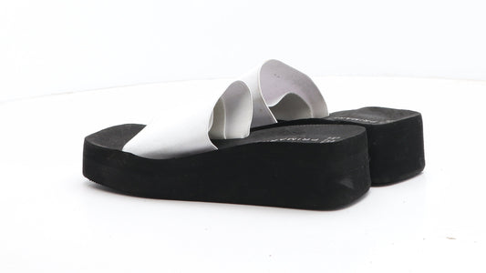 Primark Womens White Synthetic Slip On Sandal UK