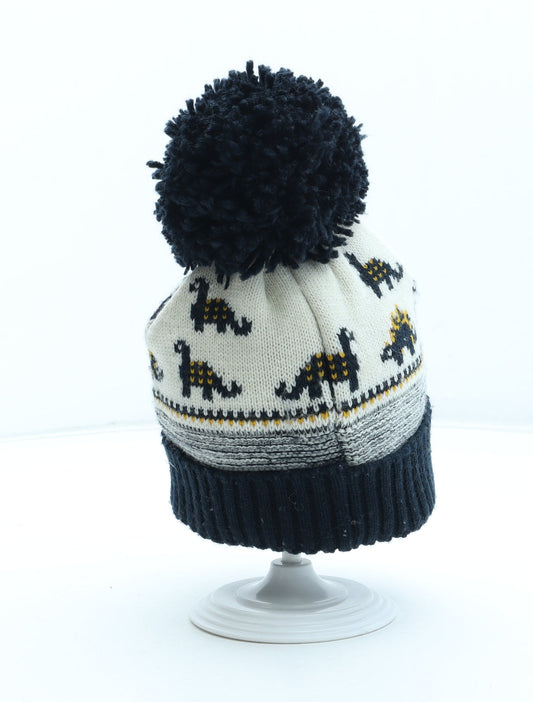 George Boys Multicoloured Geometric Acrylic Bobble Hat Size S - Dinosaur Pattern Size 6-12 Months