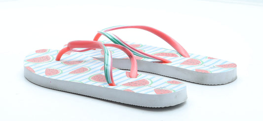Primark Womens Multicoloured Rubber Thong Sandal UK - Watermelon Pattern