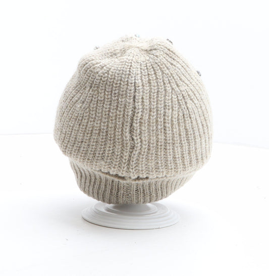 F&F Womens Beige Acrylic Beanie One Size