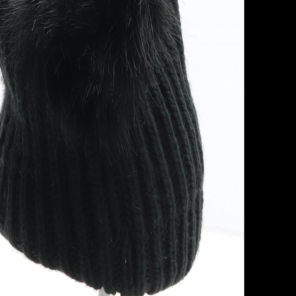Preworn Womens Black Acrylic Bobble Hat One Size - R Initial