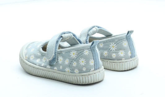 F&F Girls Blue Floral Polyester Mary Jane Casual UK 7 24