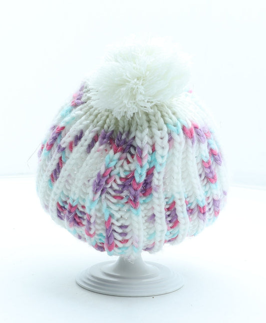 Preworn Girls Multicoloured Geometric Acrylic Beanie One Size