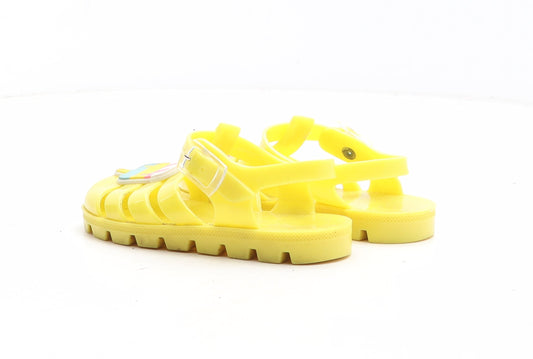 Preworn Girls Yellow Synthetic Flat Sandal UK 10 - Ice Cream Jelly