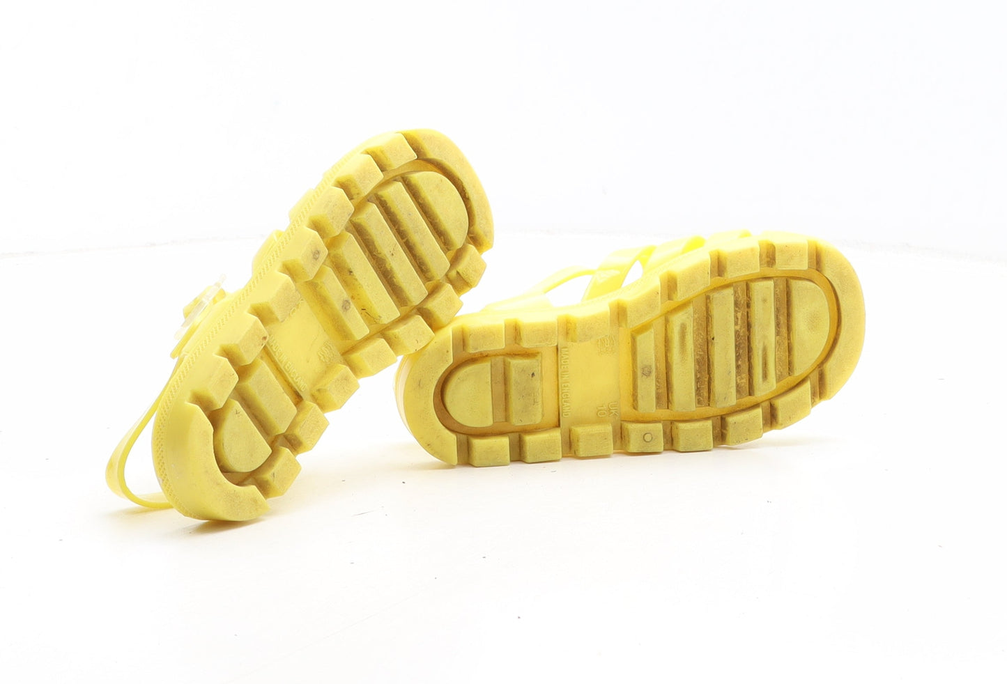 Preworn Girls Yellow Synthetic Flat Sandal UK 10 - Ice Cream Jelly