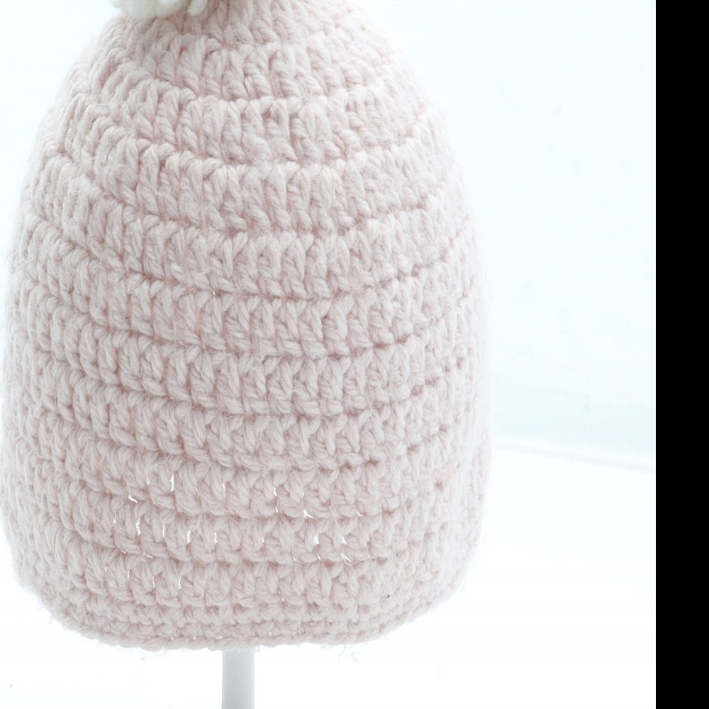Preworn Girls Pink Acrylic Bobble Hat One Size