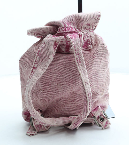 Preworn Girls Pink Geometric Polyester Backpack Size Medium Buckle