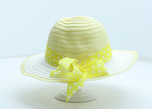 Preworn Girls Yellow Polka Dot Paper Sun Hat Size S
