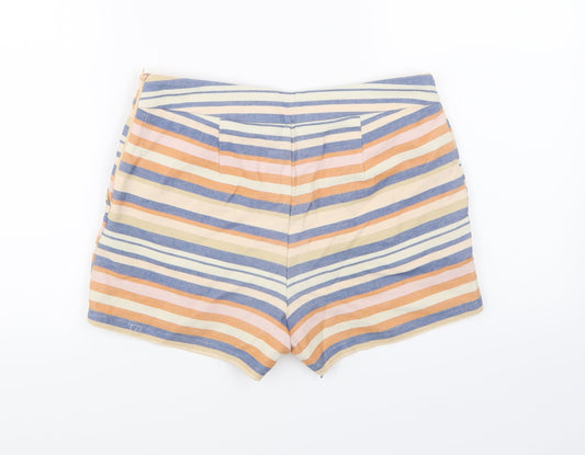 Papaya Womens Beige Striped  Hot Pants Shorts Size 10