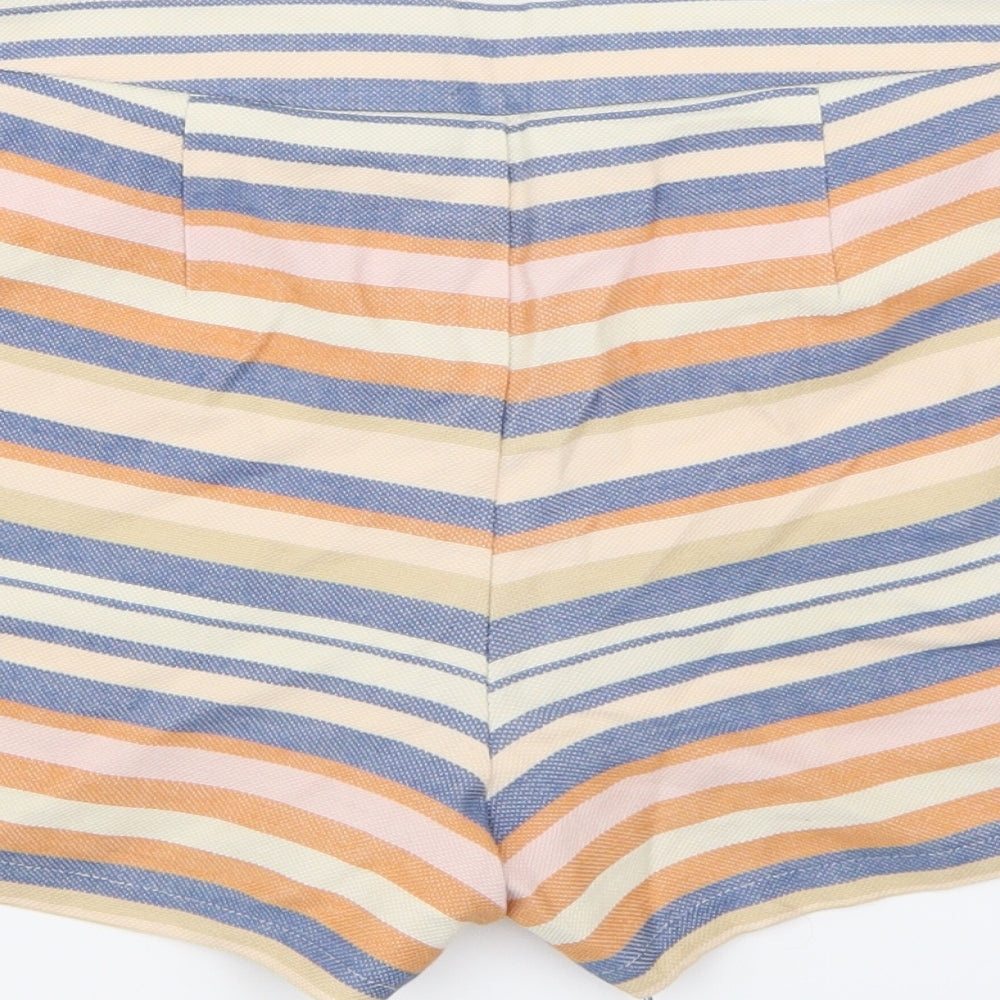 Papaya Womens Beige Striped Hot Pants Shorts Size 10
