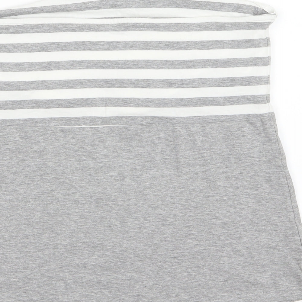 ESMARA Womens Grey Striped Jersey Basic T-Shirt Size L