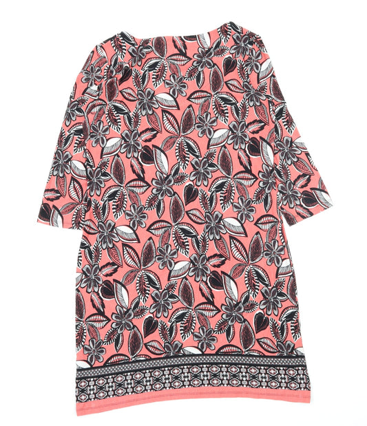 George Womens Pink Floral Jersey A-Line Size 12