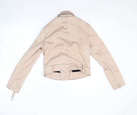 Primark Womens Beige Biker Coat Size 8