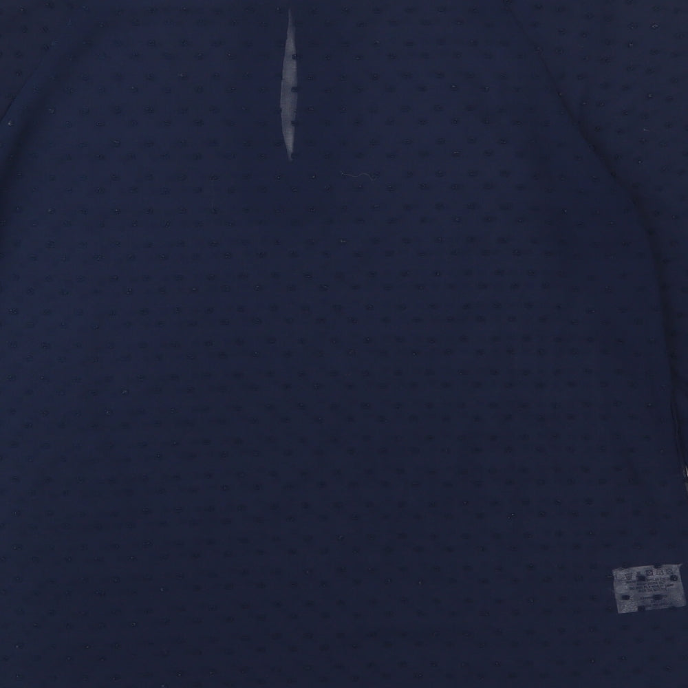 Papaya Womens Blue Polka Dot Basic Blouse Size 10