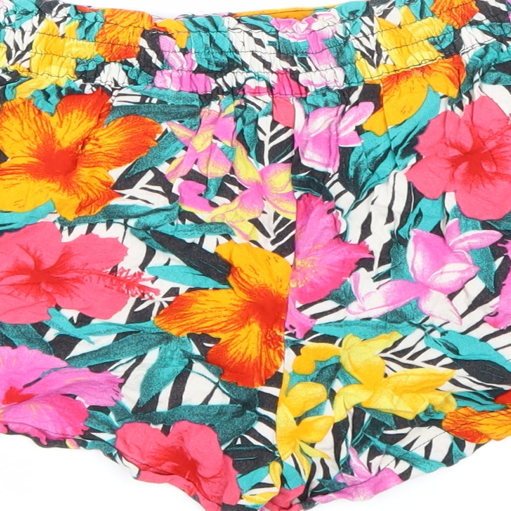 H&M Womens Black Floral Hot Pants Shorts Size 4