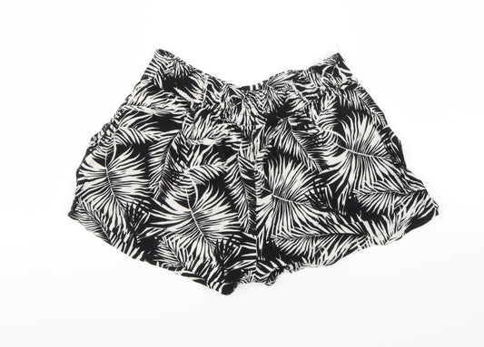 H&M Womens Black Floral Hot Pants Shorts Size 4