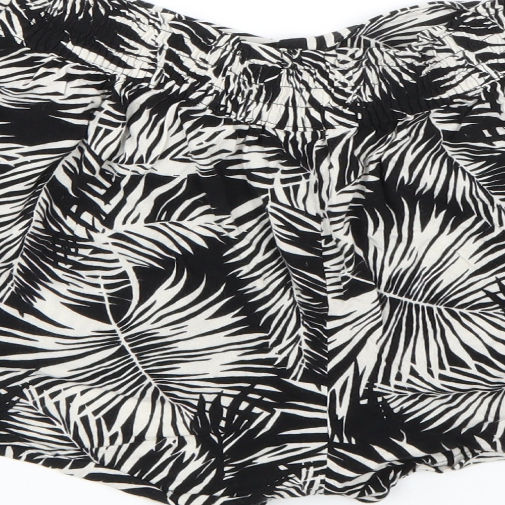 H&M Womens Black Floral Hot Pants Shorts Size 4