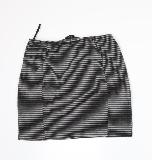 Papaya Womens Grey Striped  A-Line Skirt Size 14
