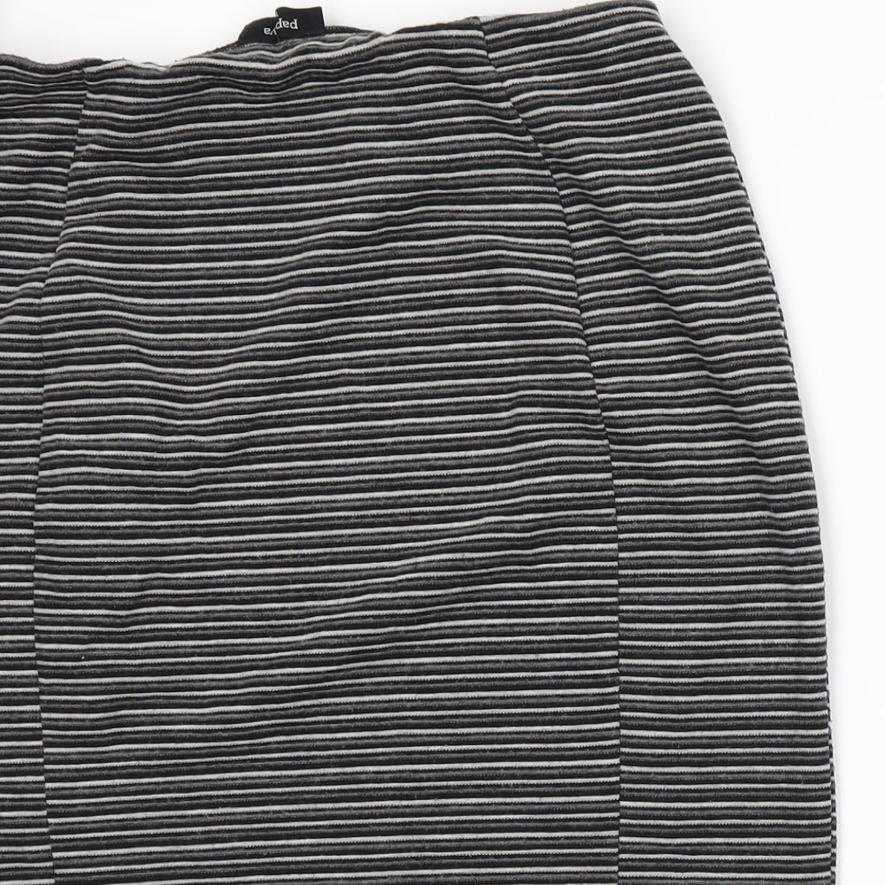 Papaya Womens Grey Striped A-Line Skirt Size 14