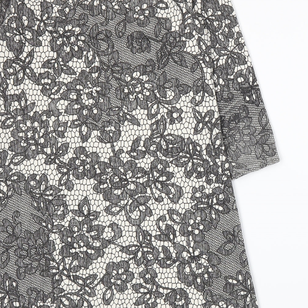 George Womens Grey Floral Jersey A-Line Size 12