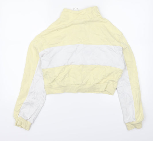 H&M Womens Yellow Striped Shrug Sweatshirt Size XS