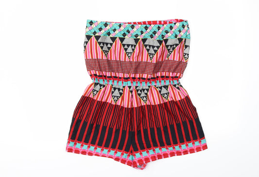 Topshop Womens Pink Geometric Playsuit One-Piece Size S