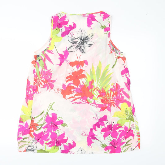 Evans Womens White Floral Basic Tank Size 14