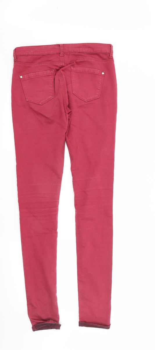 Topshop Womens Red Denim Skinny Jeans Size 28 L34 in