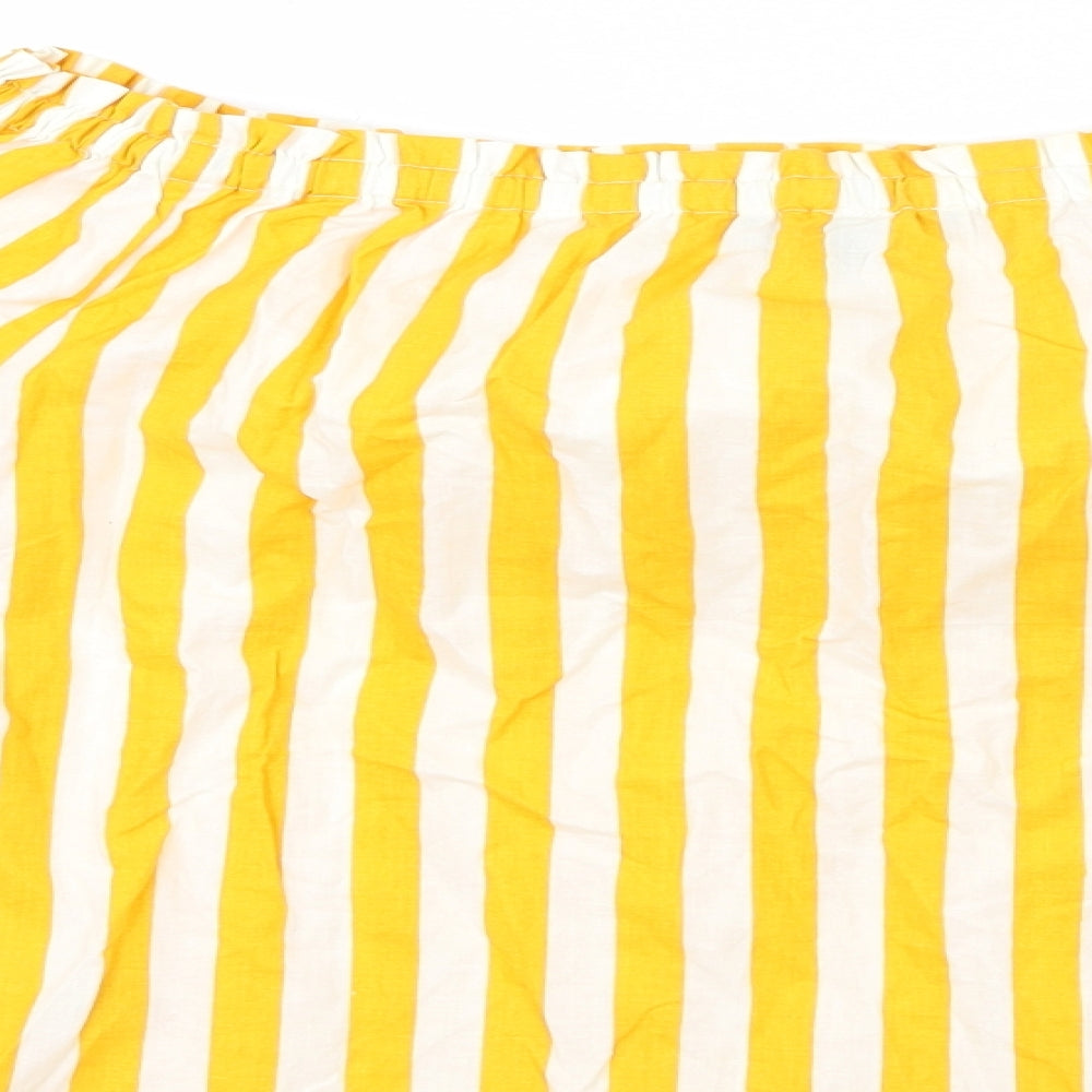 Primark Womens Yellow Striped Basic T-Shirt Size 8