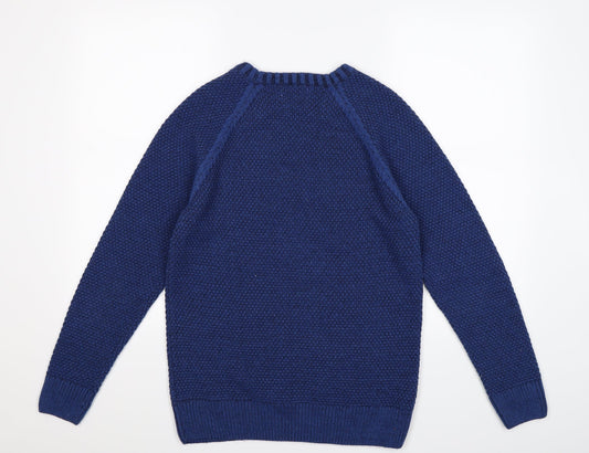 Easy Mens Blue Knit Pullover Jumper Size S