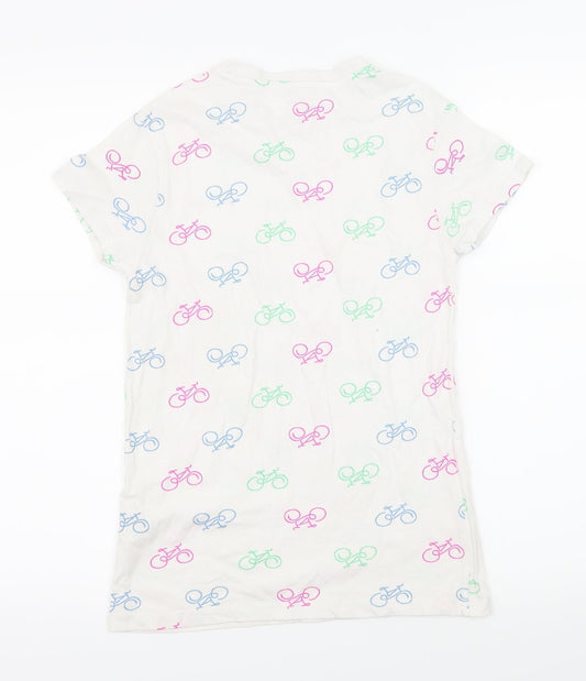 Primark Womens Ivory Geometric Jersey Basic T-Shirt Size 4 - Bike