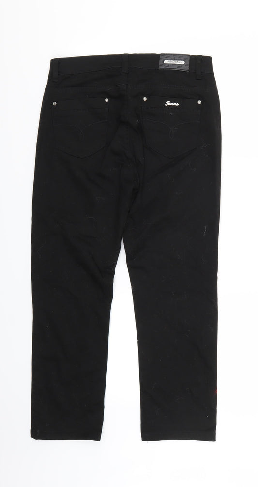 Miss Cherry Womens Black Denim Straight Jeans L25 in