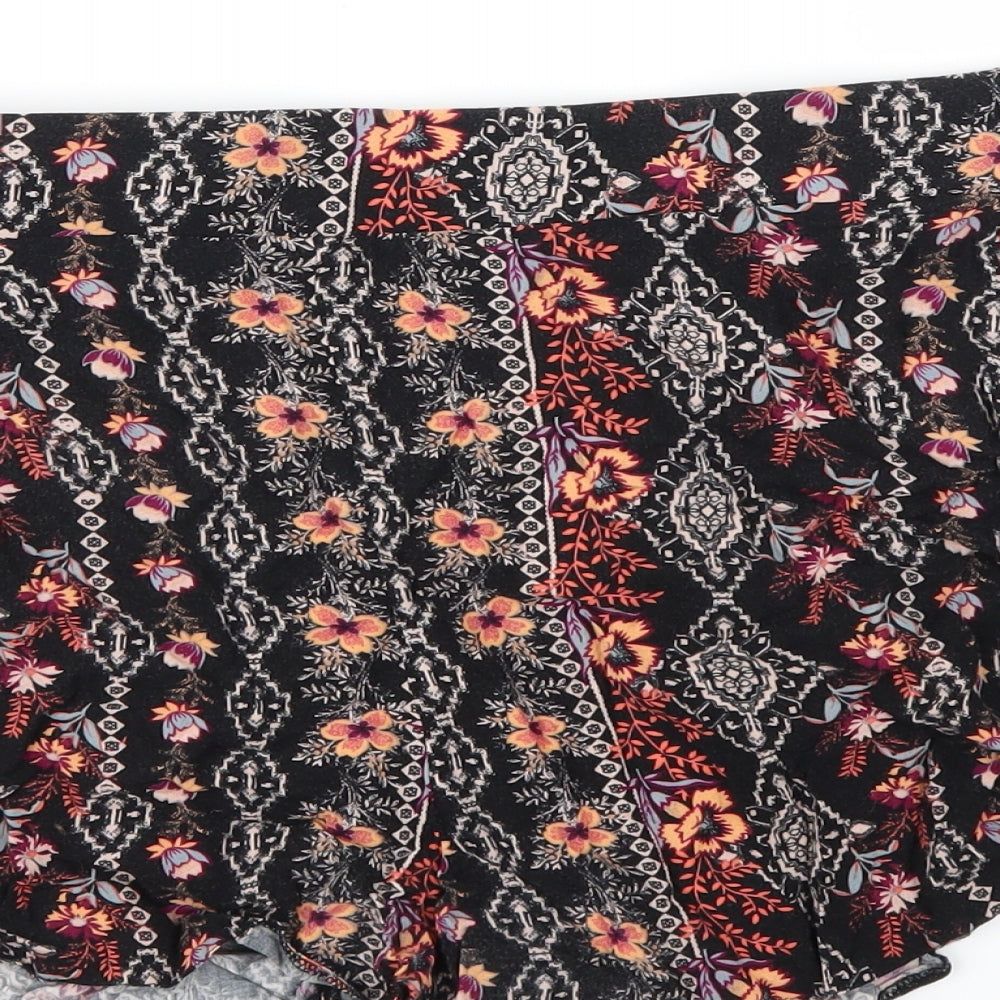 New Look Womens Black Floral Bermuda Shorts Size 10