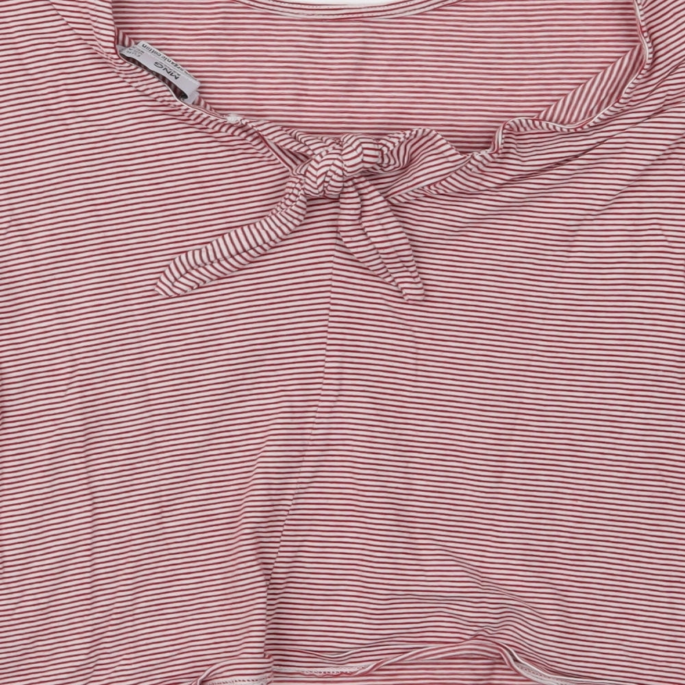 MNG Womens Purple Striped Cropped Polo Size S