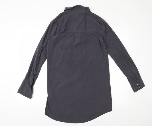 FOREVER 21 Womens Grey Basic Button-Up Size S