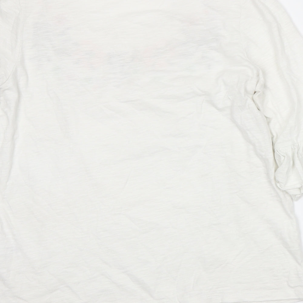 George Womens White Floral Basic T-Shirt Size 10